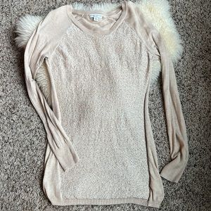 Liz Lange cream/tan sequin front maternity sweater size small VGUC